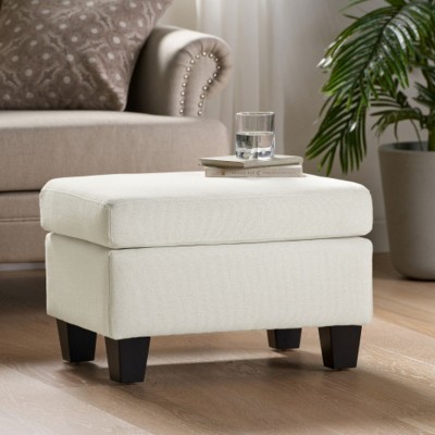 Elegant Ottoman,Versatile Foot Stools Ottoman,Rectangular Fabric Upholstered Ottoman, Accent Ottoman Chair With Durable Birch Legs-Cuddlewood