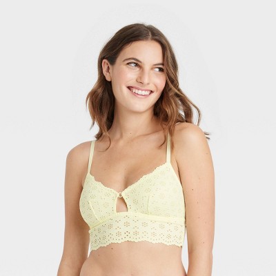 Women's Eyelet Bralette - Colsie™ Light Yellow XL