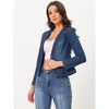 INSPIRE CHIC Women's Lapel Collar Long Sleeve One Button Work Denim Blazer - 3 of 4