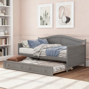Luxystar Wooden Daybed with Easy-Pull Trundle for Bedroom and Living Room - 1 of 4