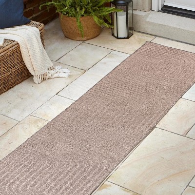 Light Taupe 2 x 8 Reversible Synthetic Stripe Runner Rug