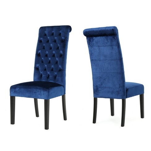 Tufted Velvet Dining Chair Navy Blue, Navy Blue Dining Chairs Set Of 4