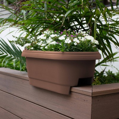 Bloem 24" Chocolate Resin Rectangular Deck Rail Planter
