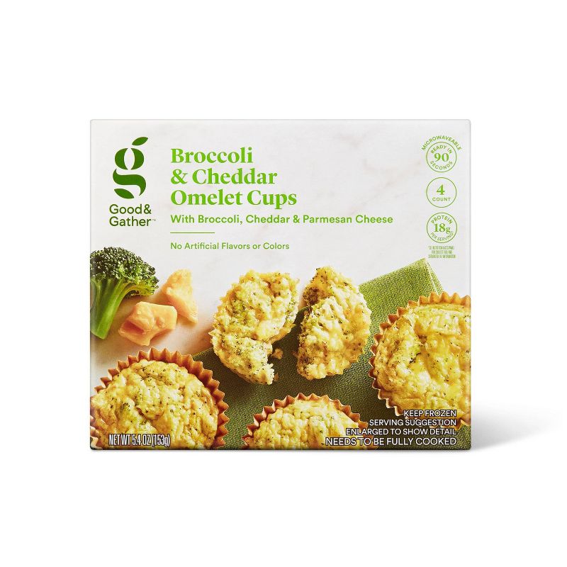 Frozen Broccoli &#38; Cheddar Cheese Omelet Cups - 5.4oz/4ct - Good &#38; Gather&#8482;, 1 of 5