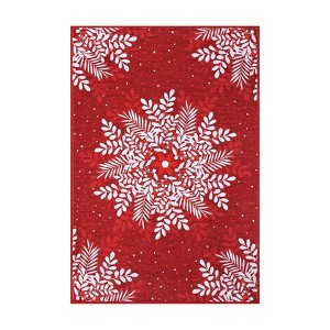 COZONY Christmas Snowflake Area Rug, Washable Non-Slip Accent Rug for Entryway, Front Door, Bedroom, Living Room & Indoor Holiday Decor - 1 of 4