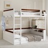 Whisen Queen Size Wooden Bunk Bed with Storage Shelves, Box, LED Light and USB Charging Station - 2 of 4