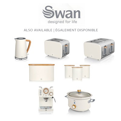 Cotton White Stainless Steel 2-Slice Toaster with Crumb Tray