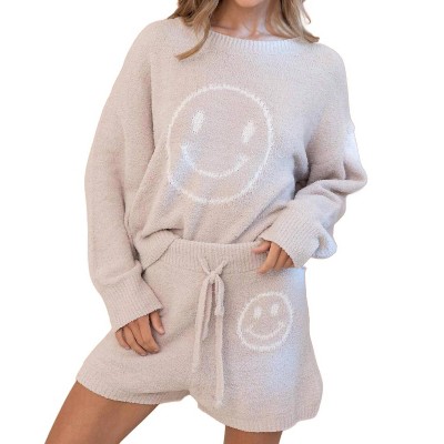 Women's Cozy Soft Top Set Shorts - Blue B
