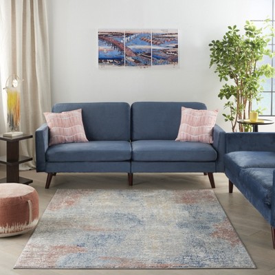 Elysian Ivory Abstract Synthetic 4' x 6' Easy-Care Area Rug