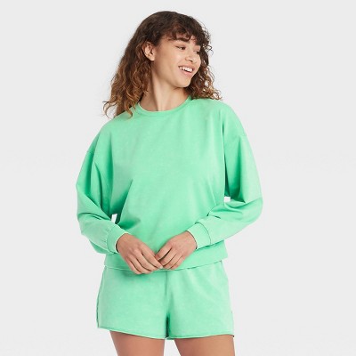 Women's Lightweight French Terry Pullover Sweatshirt - JoyLab™ Jade XS