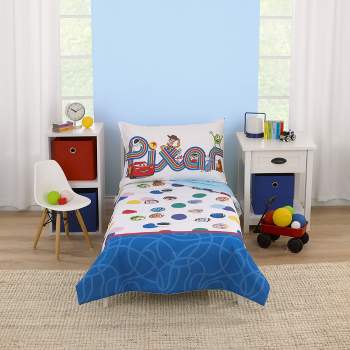 Disney Choose Happy Pixar Friends Multi-Colored 4 Piece Toddler Bed Set