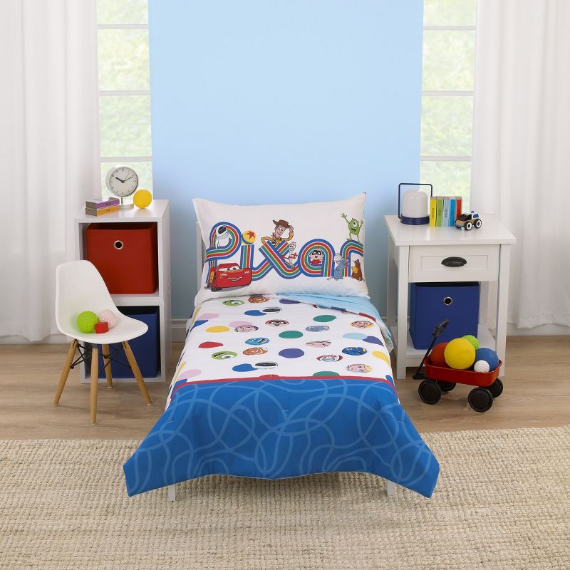 Disney Choose Happy Pixar Friends Multi-Colored 4 Piece Toddler Bed Set, 1 of 7