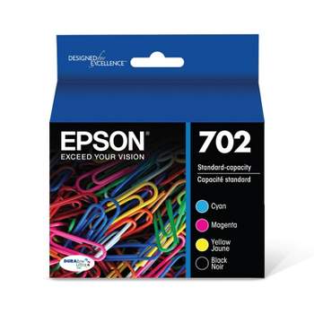 Epson 702 Black C/M/Y 4pk Combo Ink Cartridges - Black Cyan Magenta Yellow (T702120-BCS)