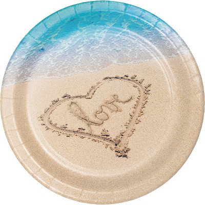 24ct Beach Love Banquet Plates Tan