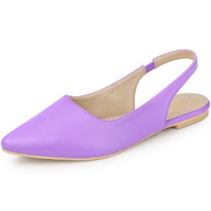 Allegra K Women's Faux Leather Pointed Toe Slip-On Slingback Flat Pumps - 1 of 4