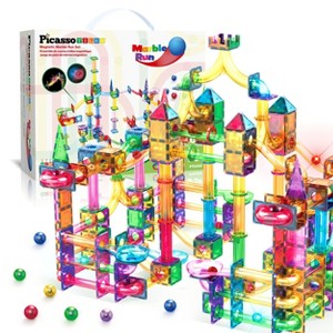 PICASSO-TILES Marble Run Magnetic Tiles for Kids – 200PCS STEM Educational Construction Building Blocks Race Track Toy Set - 1 of 4