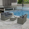 Patio Furniture, Outdoor Furniture, Seasonal PE Wicker Furniture,5 Set Wicker Furniture With Tempered Glass Table Top - 2 of 4