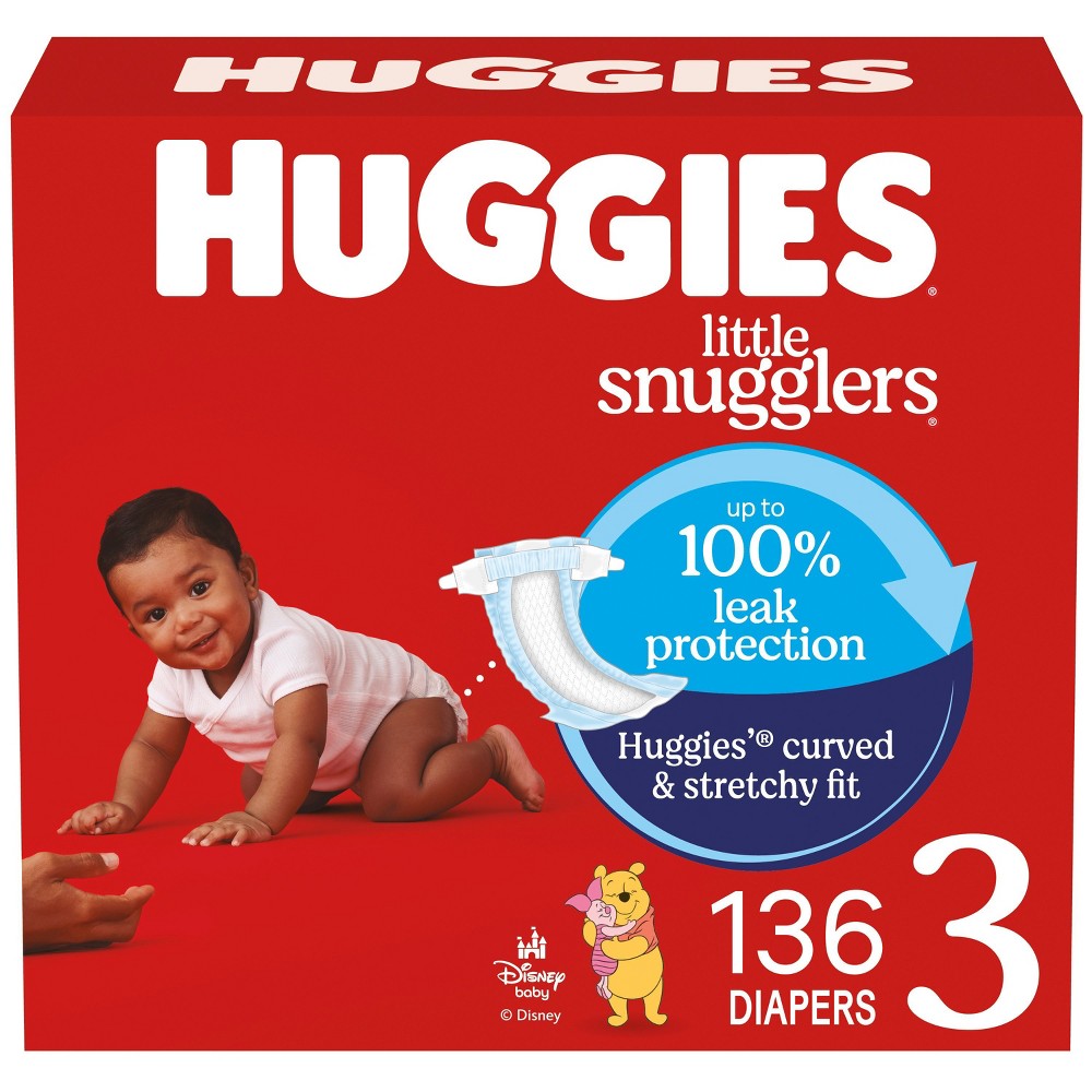 Photos - Nappies Huggies Little Snugglers Diapers Huge Pack - Size 3 - 136ct 