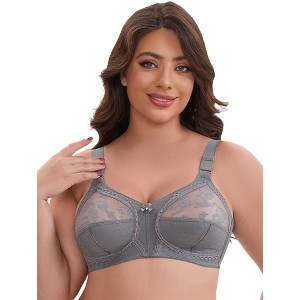 INSPIRE CHIC Women's V-Neck Full Coverage Wireless Adjustable Straps Bralette Lace Mesh Back Bras - 1 of 4