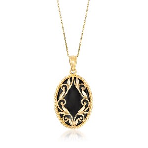 Ross-Simons Oval Black Onyx and 14kt Yellow Gold Pendant Necklace - 1 of 4