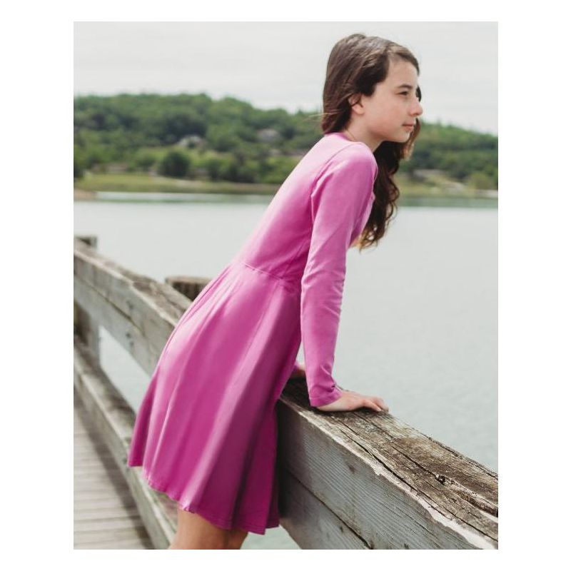 City Threads USA-Made Girls Soft Cotton Jersey Long Sleeve Twirly Skater Dress, 4 of 6