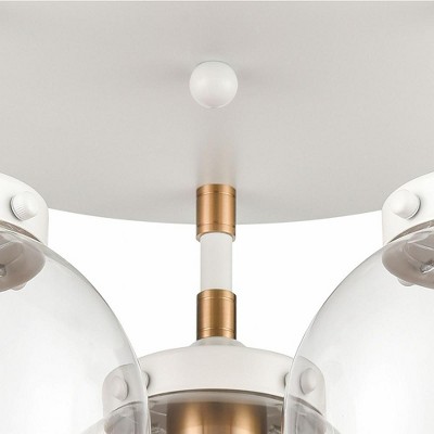Matte White and Satin Brass 3-Light Semi-Flush Mount