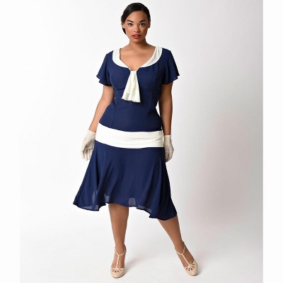 Unique Vintage Women's Plus Wilshire Flapper Day Dress