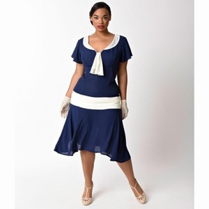 Unique Vintage Women's Plus Wilshire Flapper Day Dress - 1 of 4