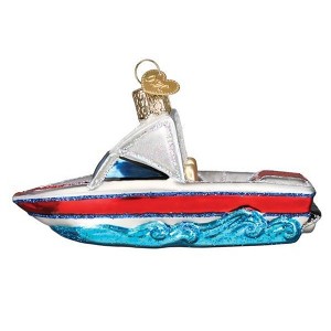 Old World Christmas Blown Glass Ornament for Christmas Tree, Ski Boat - 1 of 4