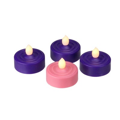 Roman 4ct LED Lighted Christmas Tea Light Candle Set 1.25" - Purple/Pink