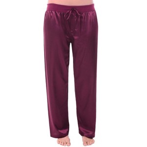 Women's Satin Solid and Printed Pajama Pants, Silky Pj Bottoms - 1 of 2
