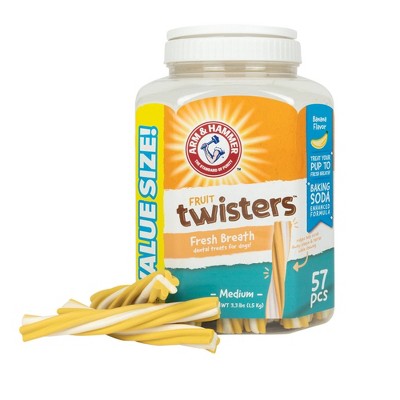 Arm & Hammer Fruit Twisters Banana Flavor Dental Dog Treats - 57ct