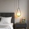 YANSUN 1-Light Modern Pendant Chandelier / Hanging Light with Frosted White Glass Globe, Black Metal Finish, Adjustable Rods - 2 of 4