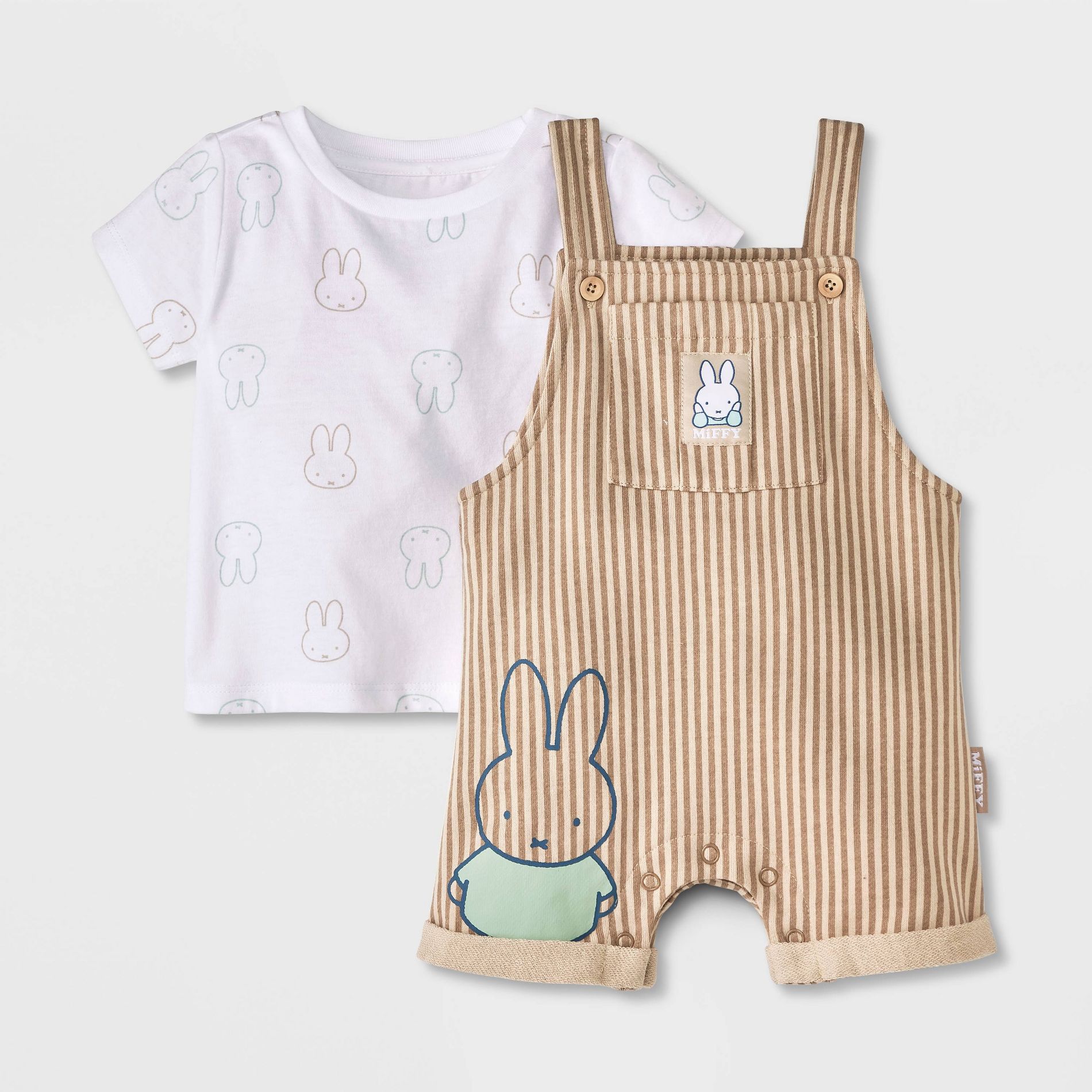 Baby Boys' 2pc Miffy Overalls & Short Sleeve Top Set - Brown