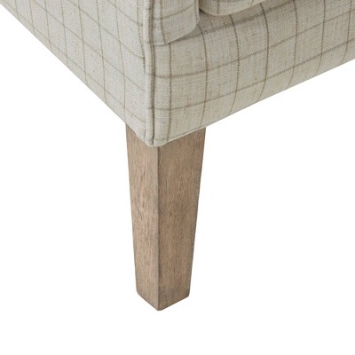 Gray Linen Wingback Accent Chair with Light Wood Legs