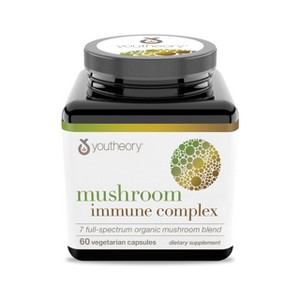 Youtheory Mushroom Immune Complex - Organic Mushroom Blend with Chaga, Cordyceps, Lion's Mane, Maitake & More - 60 Vegetarian Capsules - 1 of 4
