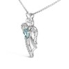 .925 Sterling Silver Created Blue Topaz Angel Pendant Necklace - 4 of 4