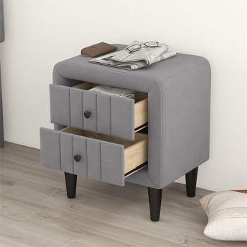 Velvet Upholstered Wooden Nightstand, Bedside Table with 2 Drawers-ModernLuxe