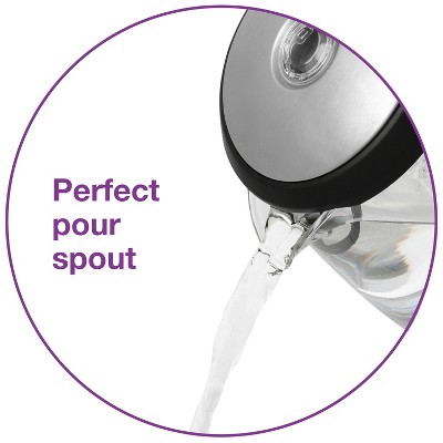 1.6 Qt Glass and Stainless Steel Electric Kettle with Blue Illumination