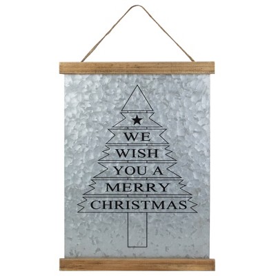 Northlight 16" We Wish You a Merry Christmas Galvanized Sheet Metal Hanging Wall Sign