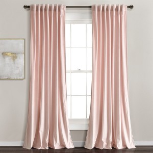Home Boutique Prima Velvet Solid Light Filtering Back Tab/Rod Pocket Window Curtain Panels Blush 54x84 Set - 1 of 1