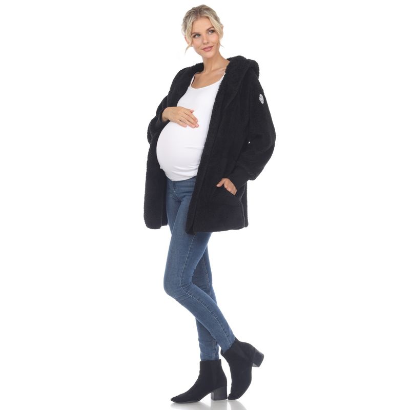 Maternity Plush Hooded Cardigan with Pockets, 4 of 6