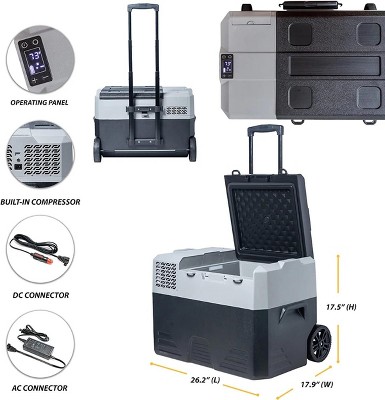 Gray Electric Portable Cooler with Wheels, 42 Quarts