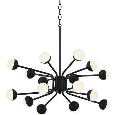 Possini Euro Design Antony Black Sputnik Chandelier 25" Wide Modern LED Globe Shades 16-Light Fixture for Dining Room House Foyer