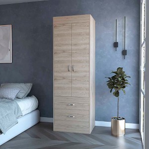 Gulches Modern Armoire with Double Doors, One Large Cabinet, Two Drawers, White, 47.8"H x 20.8"W - 1 of 4