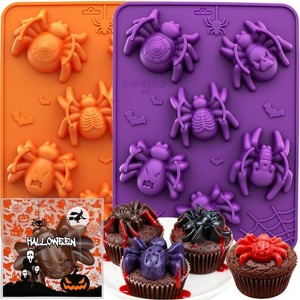 JDICTION 2 Pack Spider Silicone Molds 6-Cavity with 100 Treat Bags for Halloween Chocolate, Candy, Jelly, Ice, Soap - 1 of 4