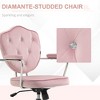 Resenkos Home Office Chair Computer Chair,Cute Office Chair, Desk Chair With Button Tufted Velvet-Feel Fabric, Computer Vanity Chair, Pink - 3 of 4