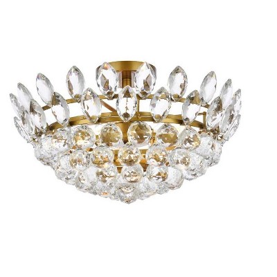 Emilia 18'' Brass and Crystal Flush Mount Light