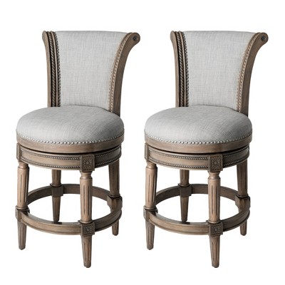 Maven Lane Pullman Upholstered Kitchen Stool with Vegan Leather Cushion Seat, Set of 2