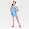 Girls' Disney Stitch Smocked Swing Tank Top with Tie Straps - Blue - 3 of 3